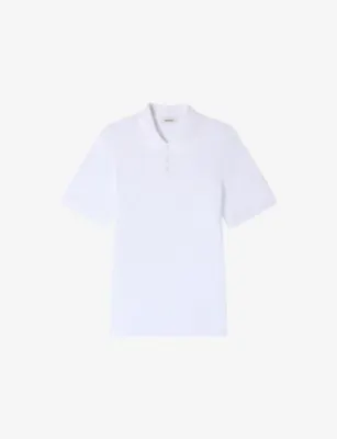 SANDRO Branded Cotton-Piqué Polo Shirt - BLACK detail 2