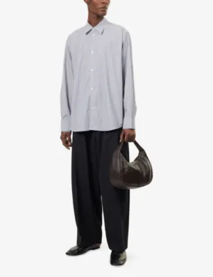 STUDIO NICHOLSON Double-Pleat Volume Wool-Blend Trousers in BLACK, additional product view 2