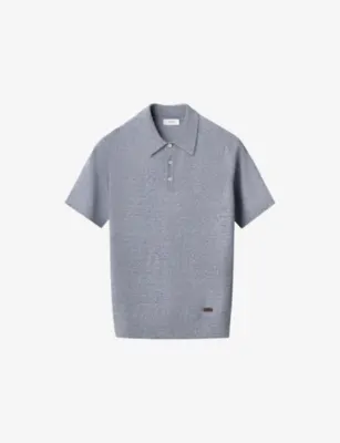 ETON Short-Sleeve Fine-Knit Cotton And Linen Polo Shirt - DARK BLUE