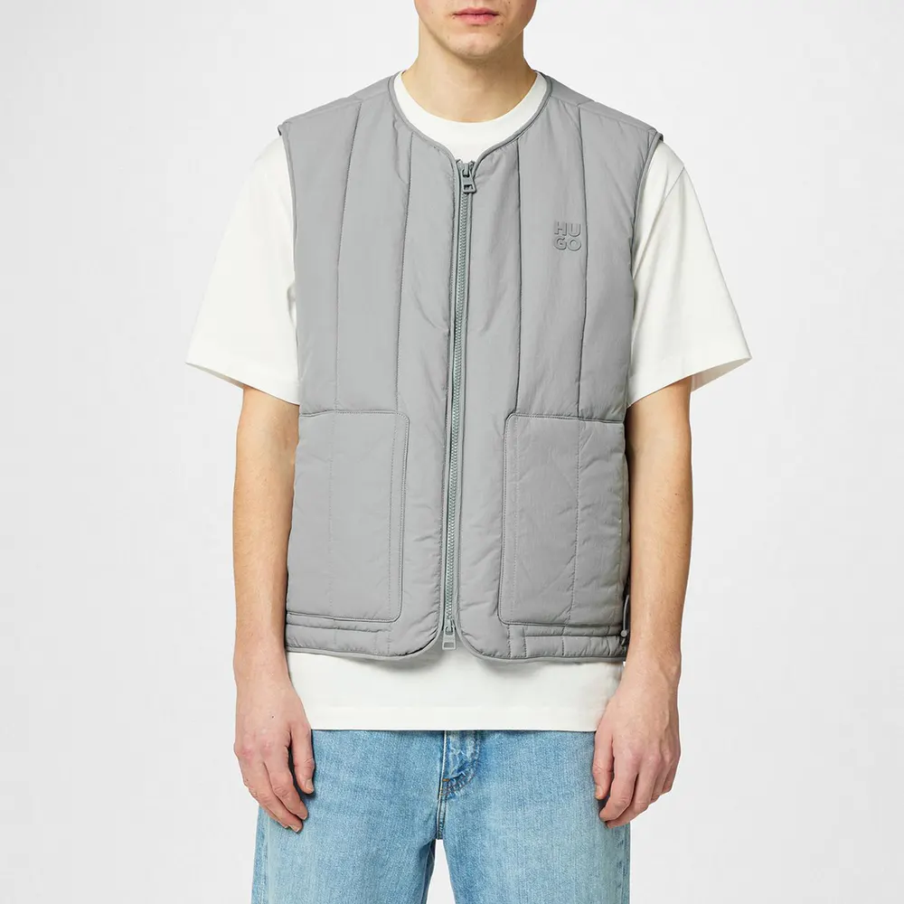 Hugo Men's Batino Quilted Sleeveless Double Zip Gilet detail 3