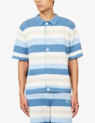 BELIER Como Striped Crochet-Knit Cotton Shirt detail 3