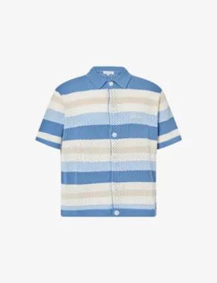 BELIER Como Striped Crochet-Knit Cotton Shirt