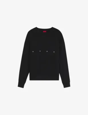 HUGO Brand-Embroidered Oversized-Fit Cotton Sweatshirt