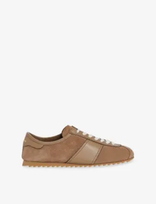 SANDRO Leather And Suede Trainers - CAPPUCINO - EUR 40 / 6 UK MEN in CAPPUCINO – Mens | Trainers | Lace up trainers