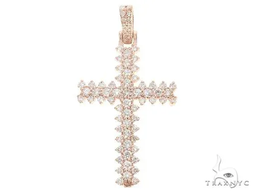RINA - For Him FACTORY 14K Rose Gold Prong Diamond Cross 65280 in Rose Gold – Pendant
