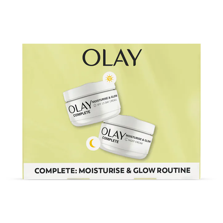 Olay Complete Moisturise & Glow Skincare Giftset: Day Cream SPF15 50ml + Night Cream 50ml