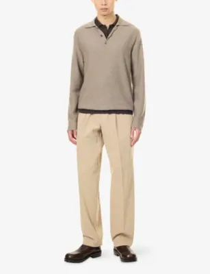 THE ROW Tomasino Pleated Wide-Leg Cotton Trousers detail 2
