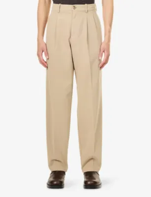 THE ROW Tomasino Pleated Wide-Leg Cotton Trousers detail 3