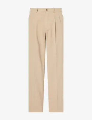 THE ROW Tomasino Pleated Wide-Leg Cotton Trousers