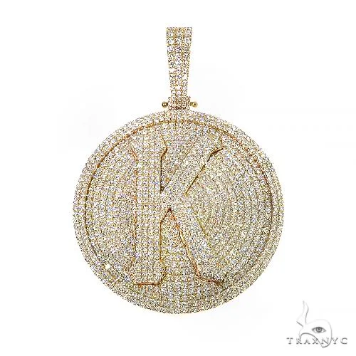 RINA - For Him CUSTOM 14K Gold Round Diamond 'K' Pendant 66754 in Rose Gold – Pendant