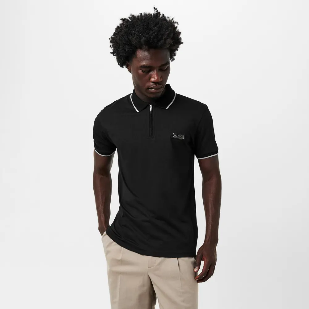 Mallet Men's Breathable Soft-Touch Short Sleeve Polo Shirt in Black Organic, additional product view 3