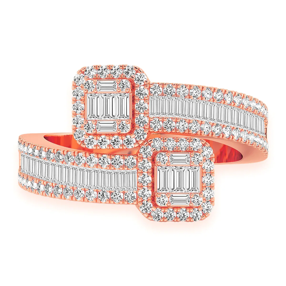 For Him Border Baguette Crossover Diamond Ring in Rose Gold / Natural Diamond – Ring