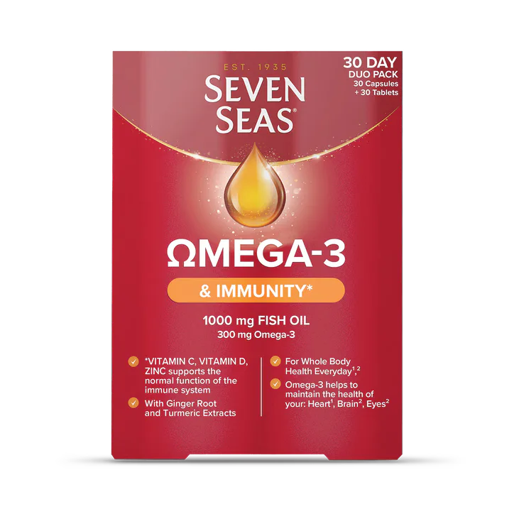 Seven Seas Omega-3 Fish Oil & Immunity 30 Tablets & 30 Capsules (1 Month Supply)