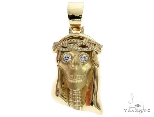 RINA - For Him FACTORY 10K Gold Prong Bezel Diamond Skull Pendant 63954 in Rose Gold – Pendant