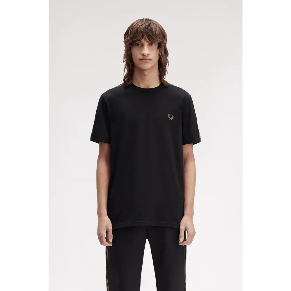 Fred Perry Tape Tee in Black/Shade S77, additional product view 3