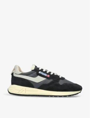 AUTRY Reelwind brand-embroidered leather and nylon low-top trainers - EUR 43 / 9 UK MEN in BLACK – Mens | Trainers | Lace up trainers