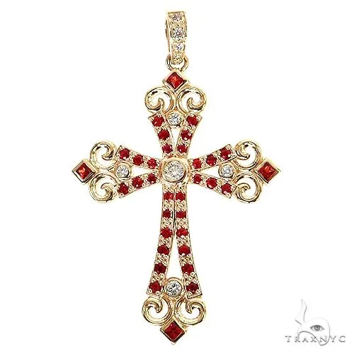 RINA - For Him FACTORY Red Sapphire Celestial Cross Pendant 68855 in Rose Gold – Pendant