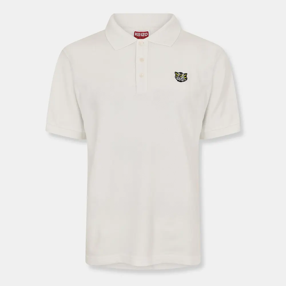 Kenzo Men's Wild Tiger Short Sleeve Polo Shirt in Off White – Clothing