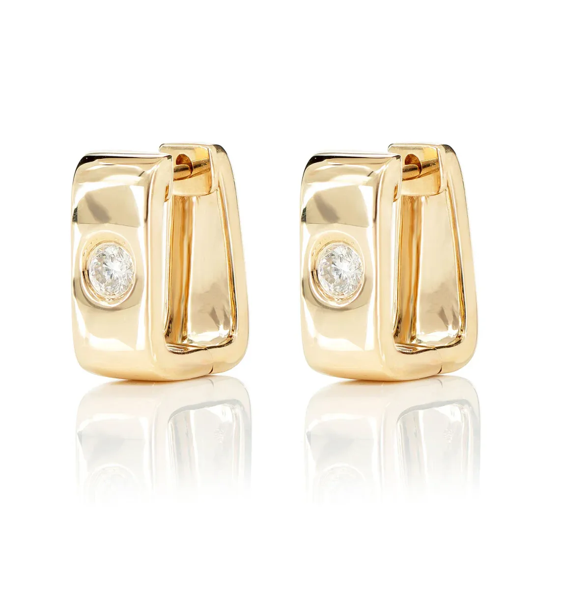 For Him Rectangular Gypsy Set Diamond Hoop Earrings in Rose Gold / Lab Grown Diamond – Earring
