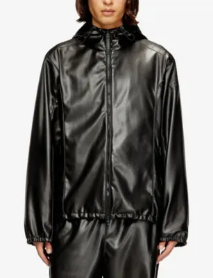 DIESEL J-Hives Hooded Coated Faux-Leather Windbreaker Jacket detail 3