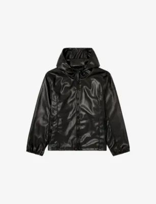 DIESEL J-Hives Hooded Coated Faux-Leather Windbreaker Jacket