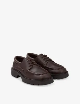 SANDRO Lace-Up Leather Loafers - EUR 42 / 8 UK MEN in CHOCOLATE, additional product view 3