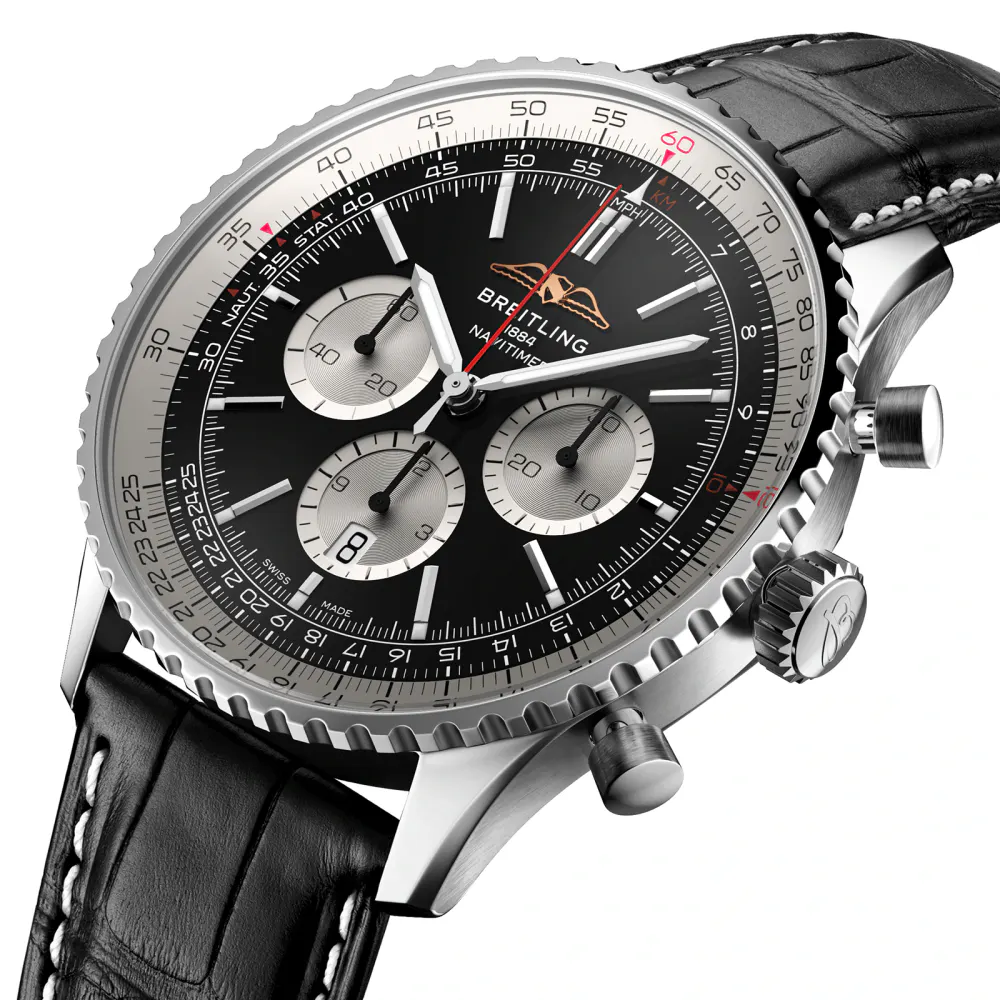 Breitling Navitimer B01 Chronograph 46 Stainless Steel Leather Strap Watch detail 2