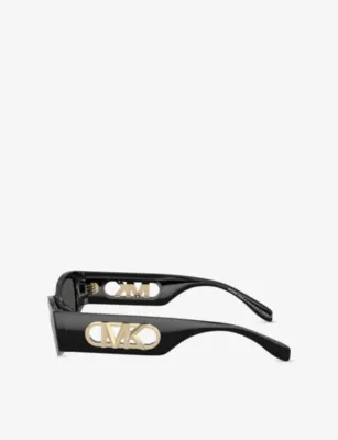 MICHAEL KORS MK2243U Rhodes Rectangle-Frame Acetate Sunglasses in BLACK, additional product view 3