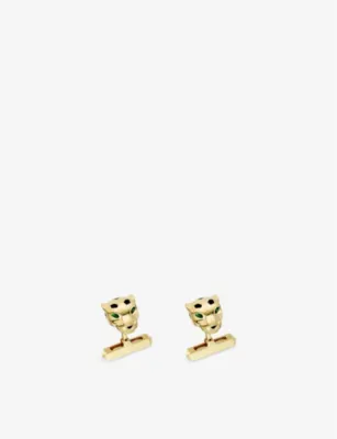 CARTIER Panthère de Cartier 18ct Yellow-Gold, Tsavorite and Lacquer Cufflinks