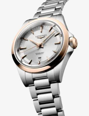 LONGINES L3.320.5.72.6 Conquest Stainless-Steel and 18ct Rose Gold Cap 200 30mm Automatic Watch detail 2