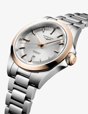 LONGINES L3.320.5.72.6 Conquest Stainless-Steel and 18ct Rose Gold Cap 200 30mm Automatic Watch detail 3