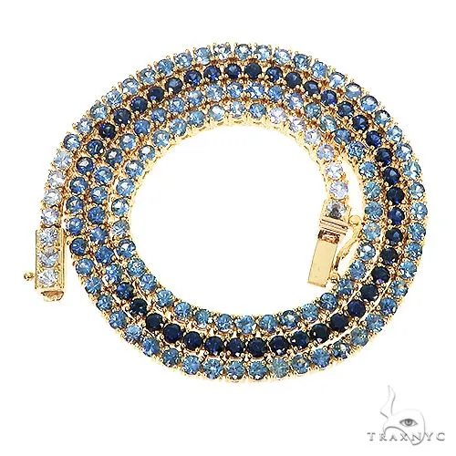 PIA - For Him GEMSTONES 10 Pointe Blue Sapphire Tennis Chain 67191 in Rose – Chain