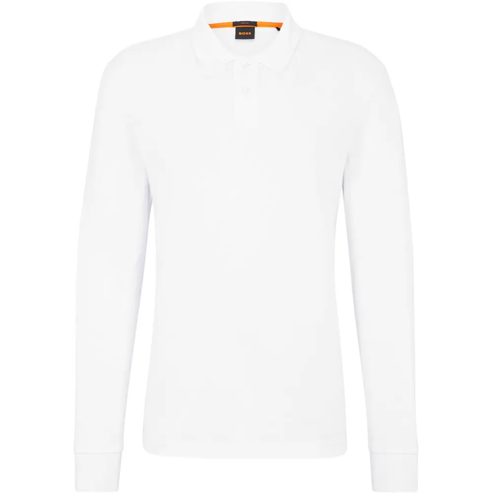 Boss Mens BOSS ORANGE Passerby Premium Cotton Long Sleeve Polo Shirt with Logo Detail