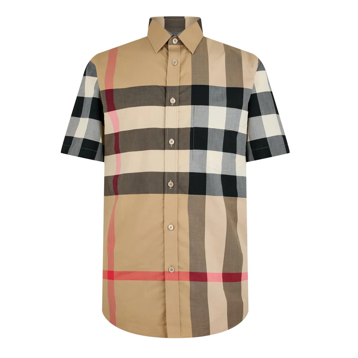 Burberry Men's Check Cotton Somerton Short Sleeved Shirt