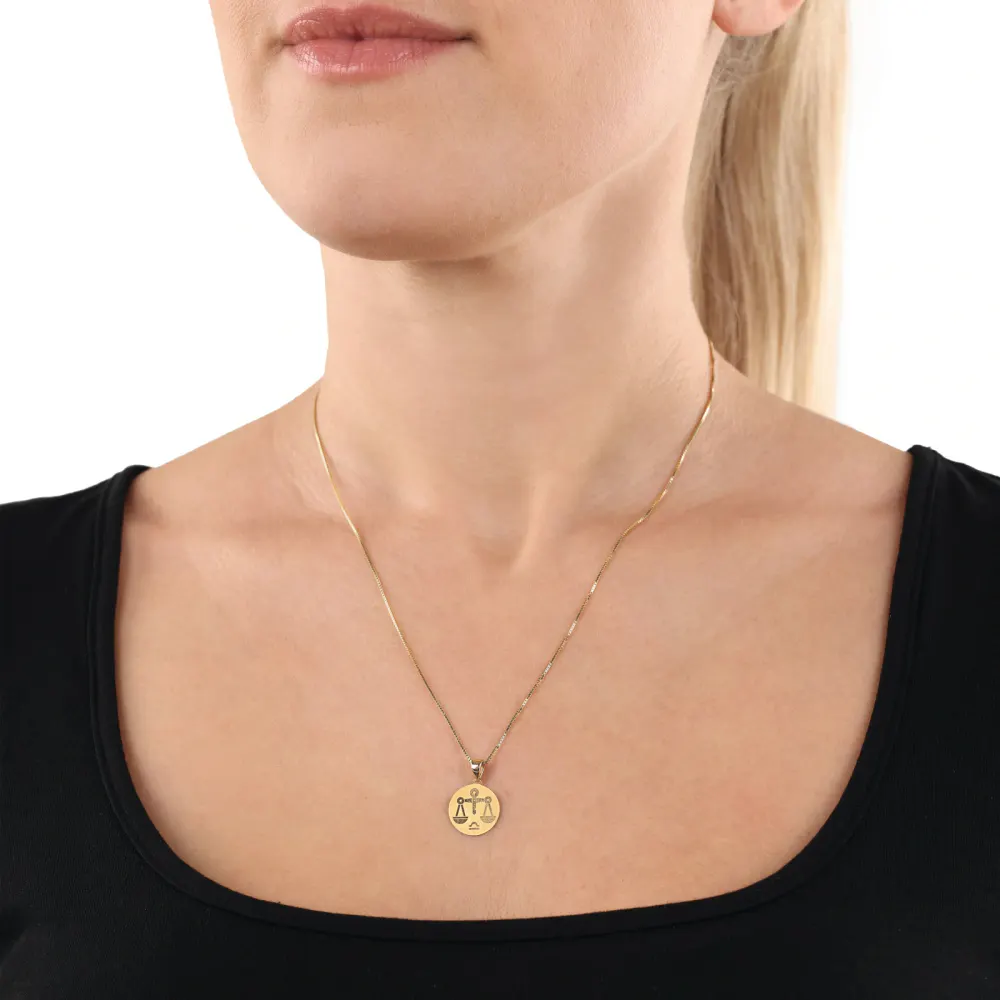 AMOR 9ct Yellow Gold Libra Zodiac Pendant detail 2