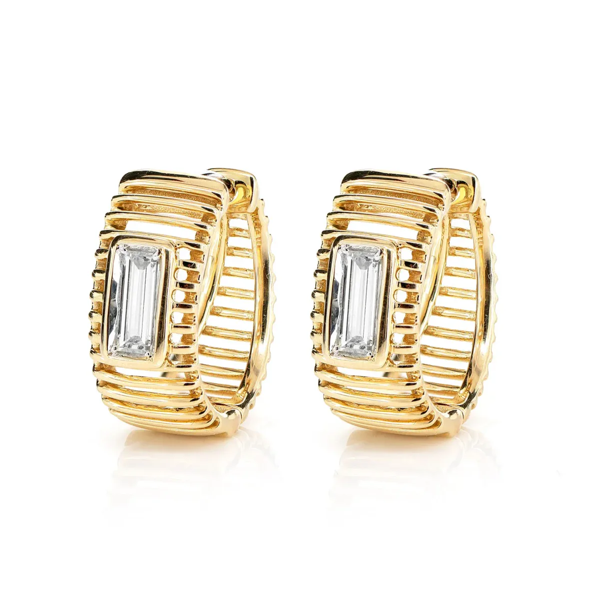 For Him Lined Baguette Diamond Hoop Earrings in Rose Gold / Lab Grown Diamond – Earring