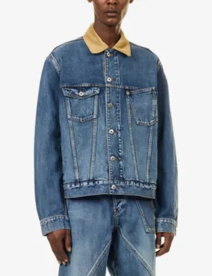JW ANDERSON Corduroy-Collar Boxy-Fit Denim Jacket detail 3
