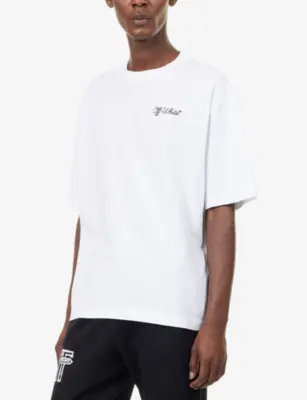 OFF-WHITE Embroidered Script Logo Cotton T-Shirt in WHITE, additional product view 3