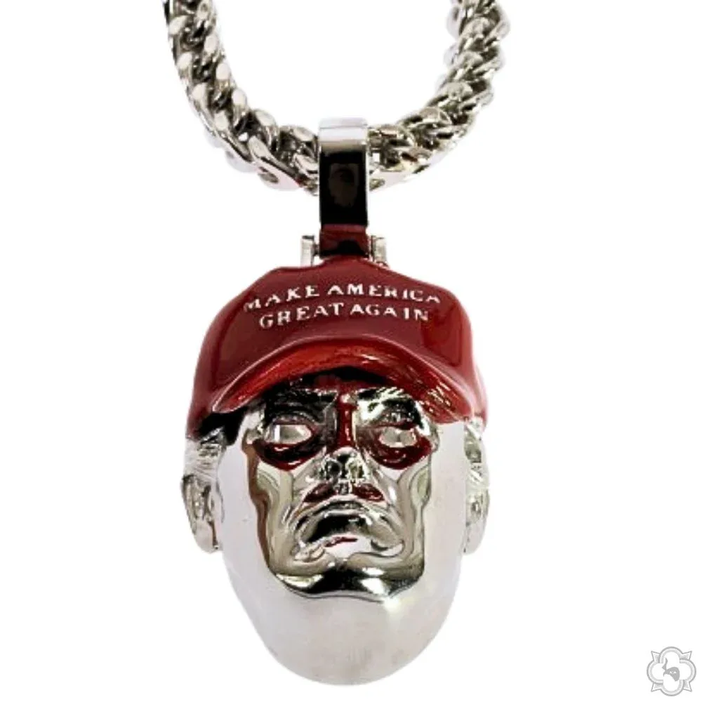 MARYAM - For Him SILVER Trump MAGA Hat Set- Top Bail 70249 in 20 Inches – Pendant Set
