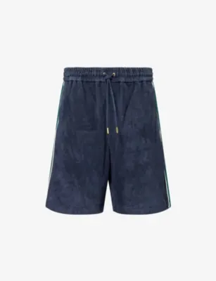 CASABLANCA Brand-Print Suede Shorts