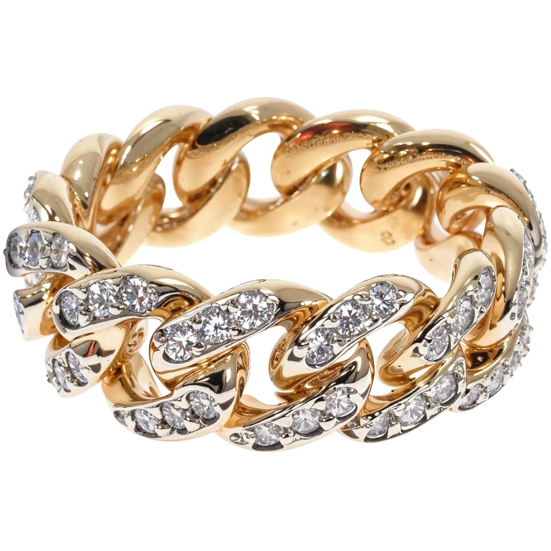 RINA - For Him FACTORY 10k Yellow Gold Diamond Miami Cuban Ring 64682