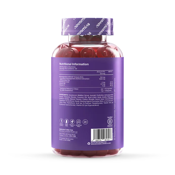 Novomins Ashwagandha Gummies Berry 60 Gummies, additional product view 2