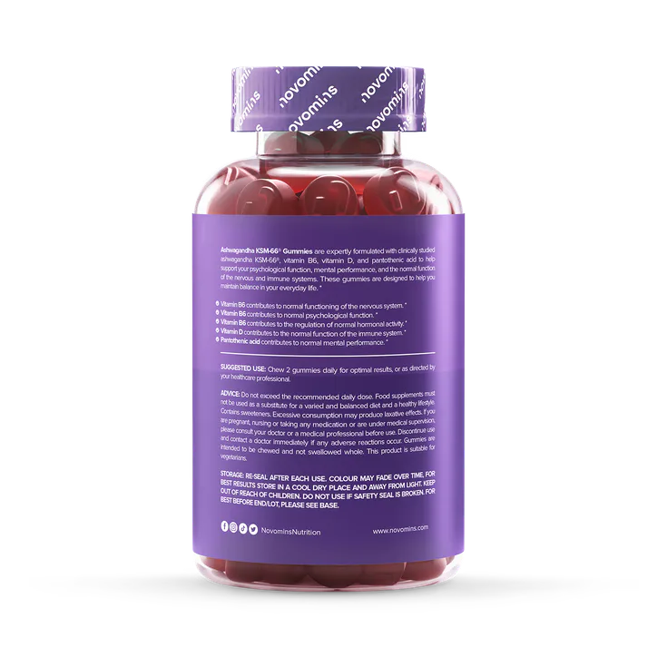 Novomins Ashwagandha Gummies Berry 60 Gummies, additional product view 3