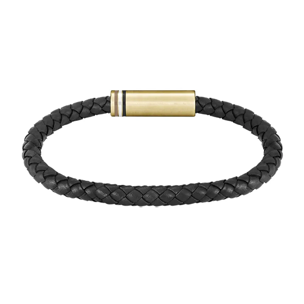 BOSS Gents BOSS Black Braided Leather Bracelet detail 3