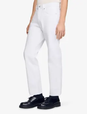 SANDRO Tapered-Leg Mid-Rise Denim Jeans detail 3