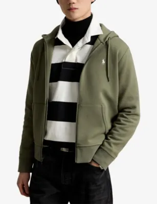POLO RALPH LAUREN Brand-Embroidered Zip-Up Cotton-Blend Hoody detail 3