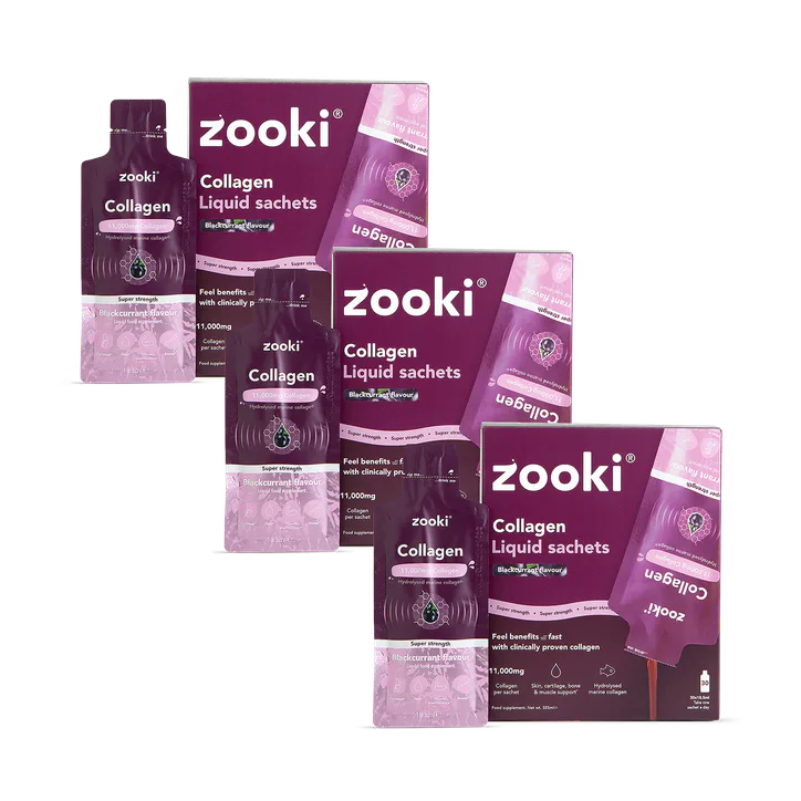 Zooki Super Strength Marine Collagen 11,000mg Blackcurrant Flavour 90 Sachets Bundle