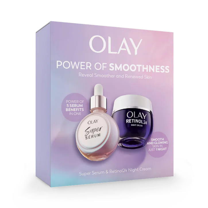 Olay Smooth & Renew Gift Set: Super Serum 30ml + Retinol 24 Night Face Moisturiser 50ml detail 2