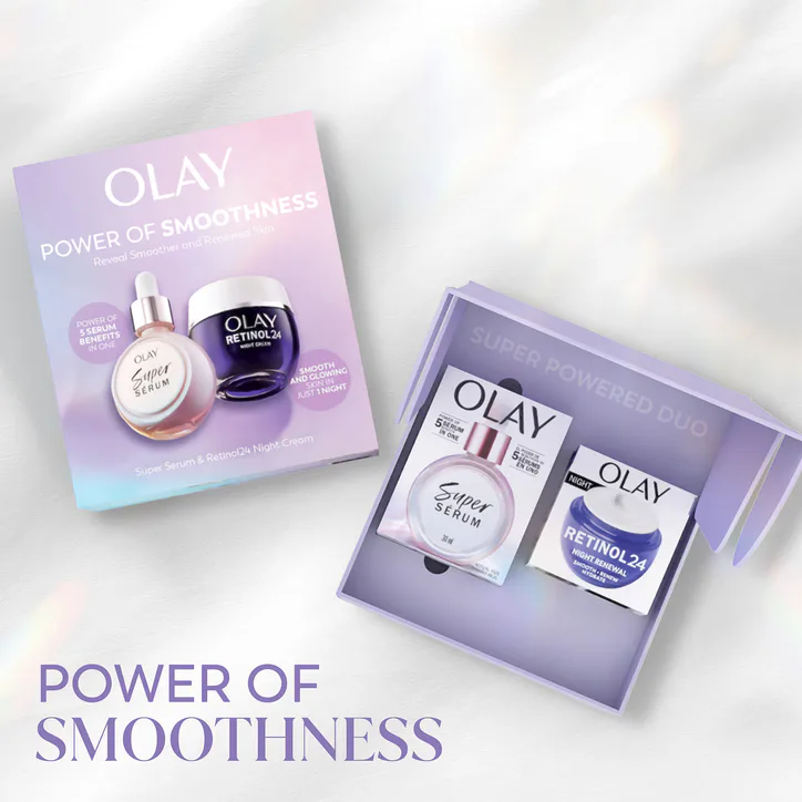 Olay Smooth & Renew Gift Set: Super Serum 30ml + Retinol 24 Night Face Moisturiser 50ml detail 3