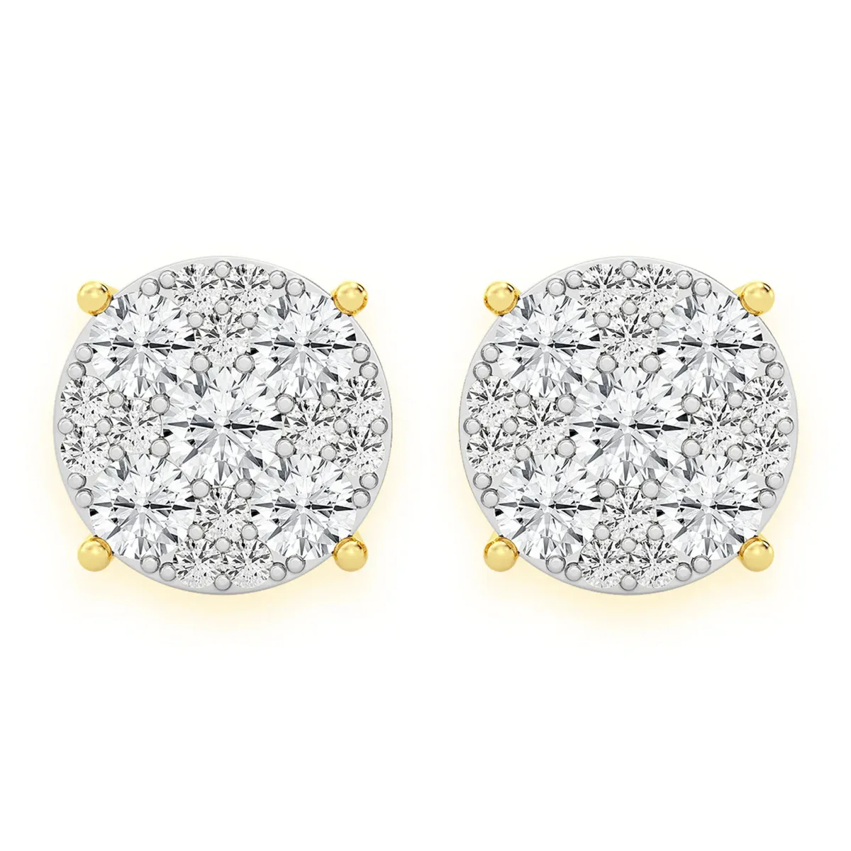 For Him Mosaic Diamond Studs in 3.00ctw / Yellow Gold / Natural Diamond – Earring